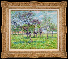 Blühende Apfelbäume auf einer sonnigen Wiese - Impressionistisches Öl von Paul Baum