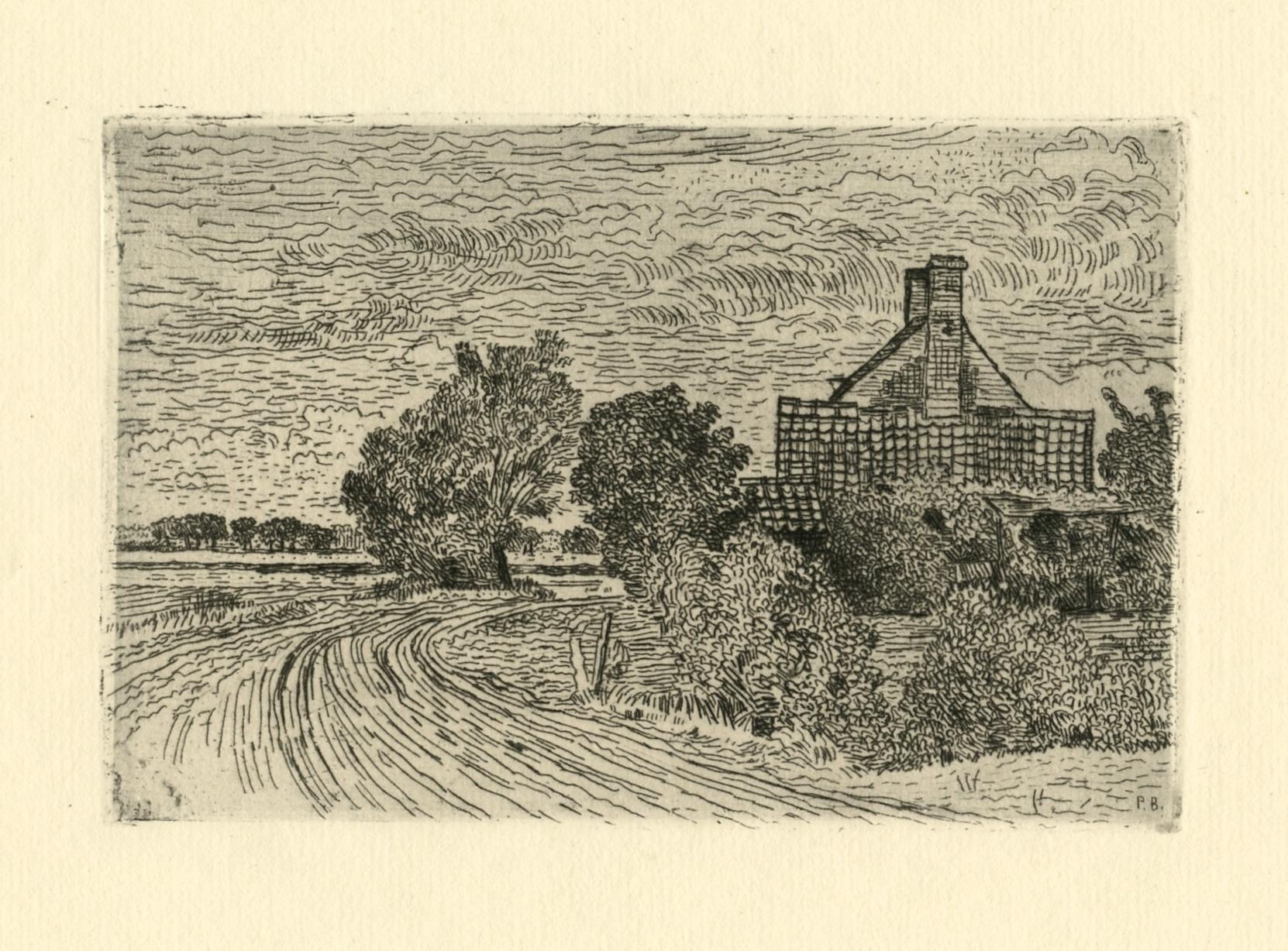 Paul Baum  Landscape Print - "Aus Sluis" original etching