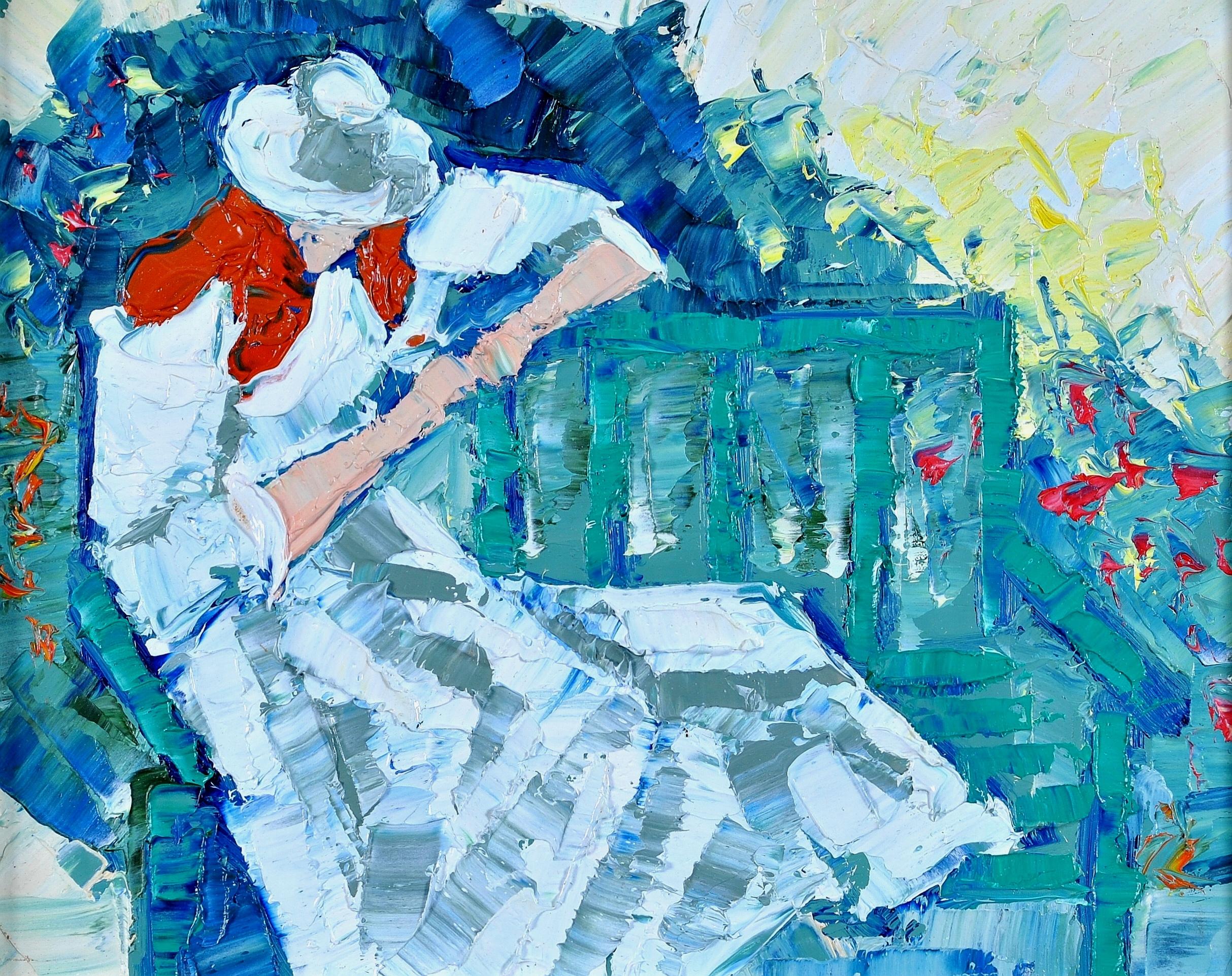 Portrait d'une jardinière - Peinture à l'huile moderne British Impressionist Fauvist