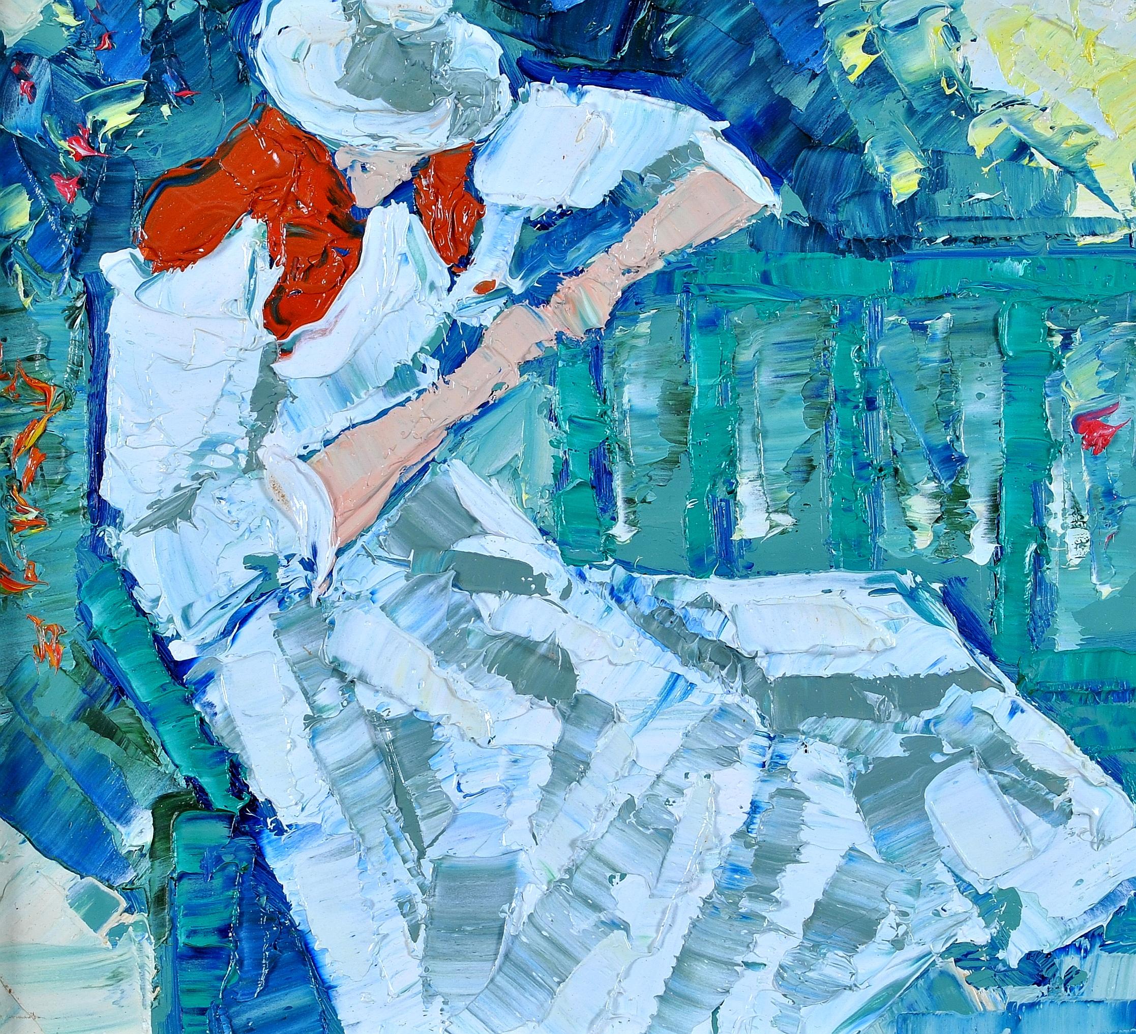 Portrait of a Lady Gardener - Modern British Impressionist Fauvist Oil Painting For Sale 2