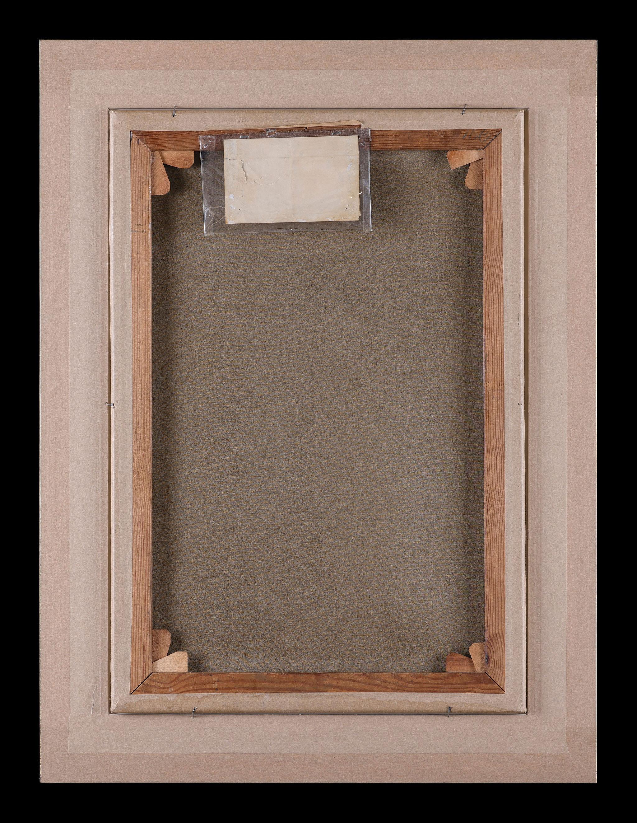 'The Hunter waiting with his gun'. A framed antique oil painting on canvas im Angebot 1