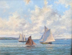 Afternoon Sail on the Hudson, original 24x3 impressionist marine landscape