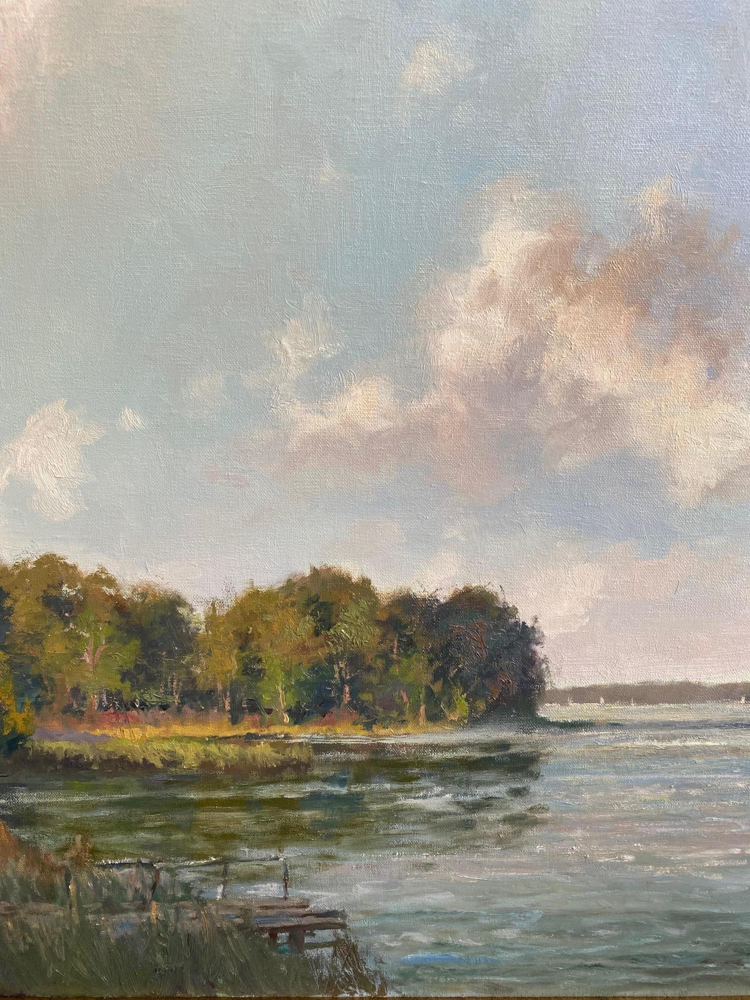 Boat Scene, Martha's Vineyard, original impressionist marine landscape - Impressionist Painting by Paul Beebe