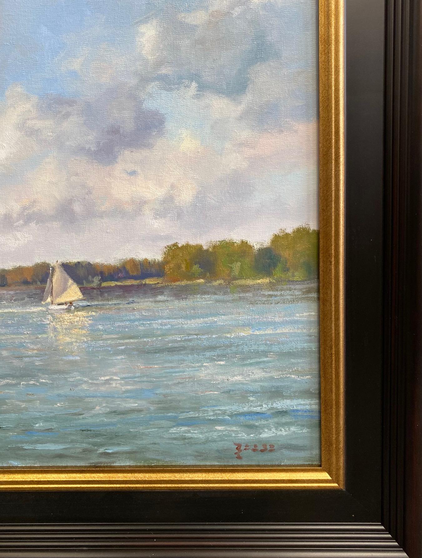 Boat Scene, Martha's Vineyard, original impressionist marine landscape For Sale 1