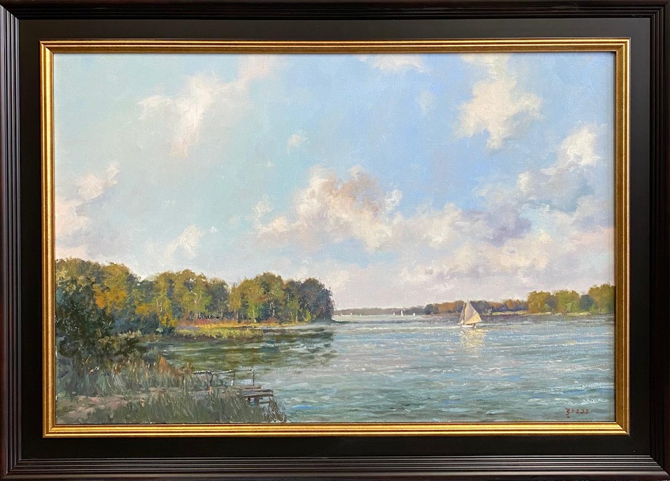 Paul Beebe Landscape Painting - Boat Scene, Martha's Vineyard, original impressionist marine landscape