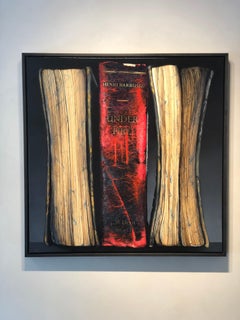 Autodafés IX- hyper-realist acrylic painting in red and black on canvas