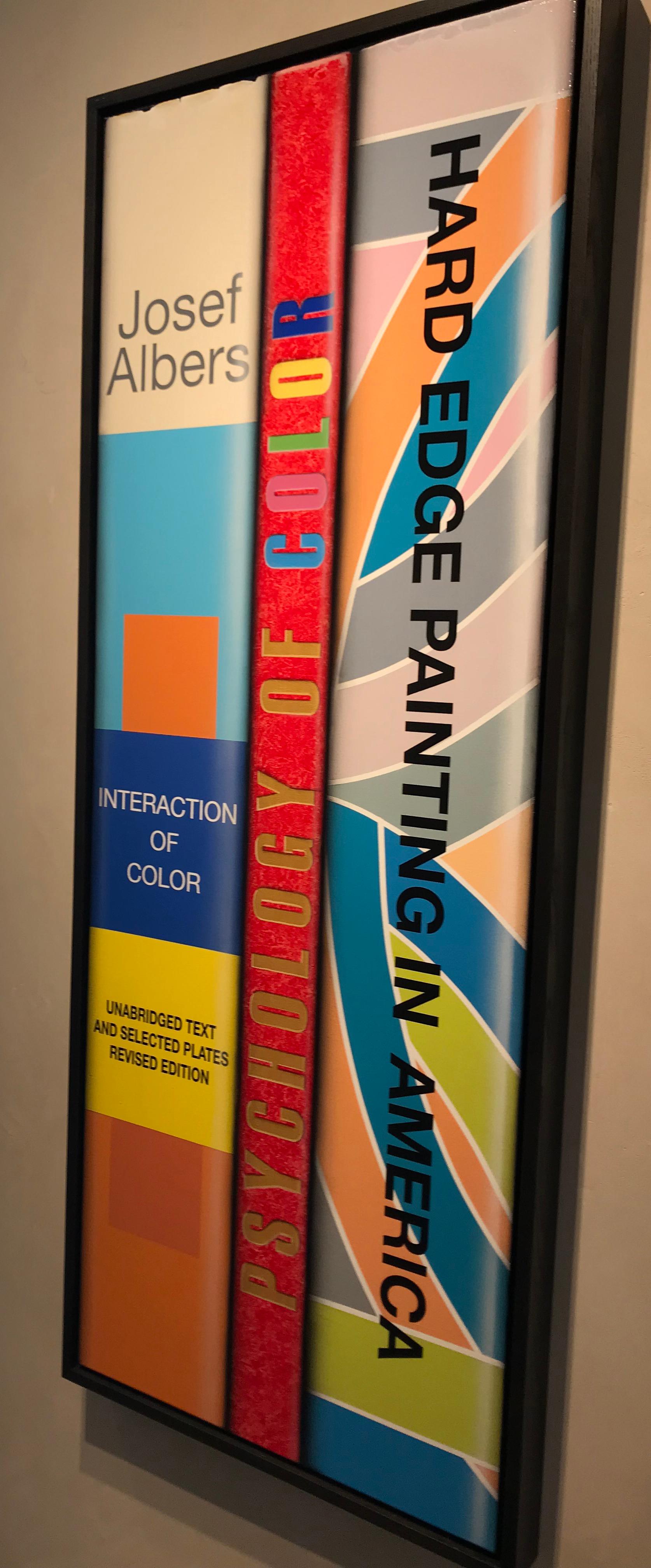 Vanitas 19.03.13-colorful acrylic framed vertical painting of art books 1