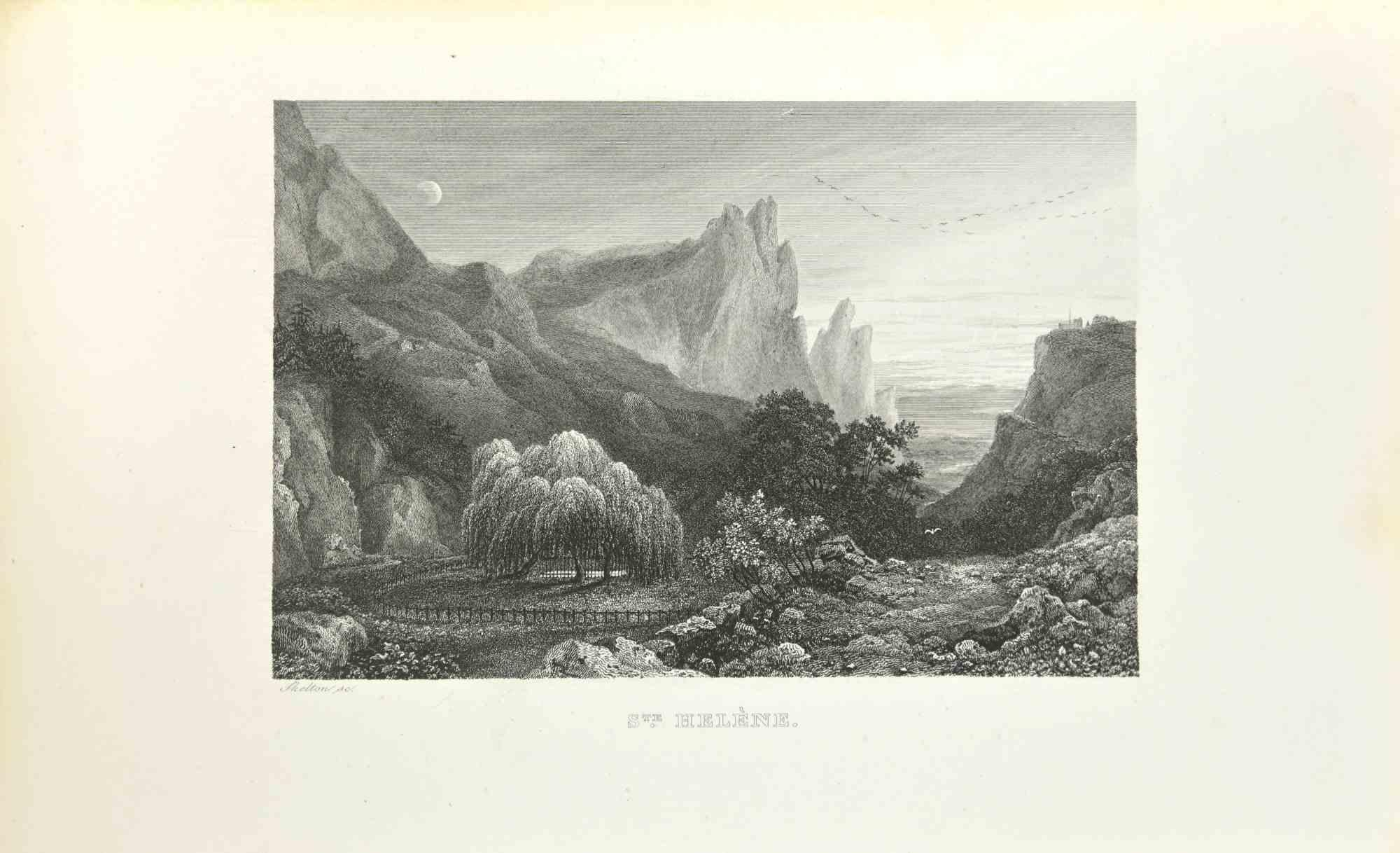 Sainte Hélène - Etching by Paul Bellange - 1837