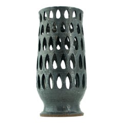 Paul Bellardo Teardrop Perforated Studio Pottery Sculptural Vase