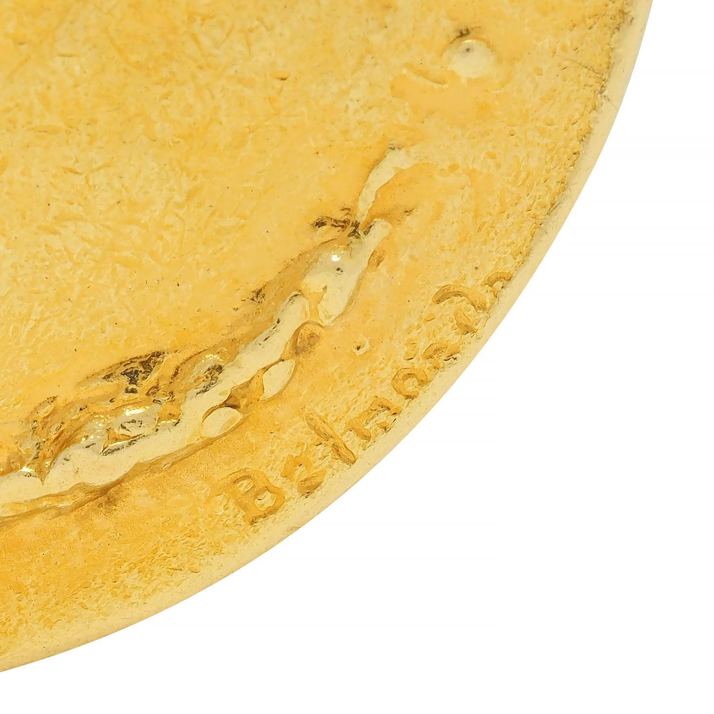 Paul Belmondo 1947 French 18 Karat Yellow Gold Pastoral Pax Pendant Necklace 2