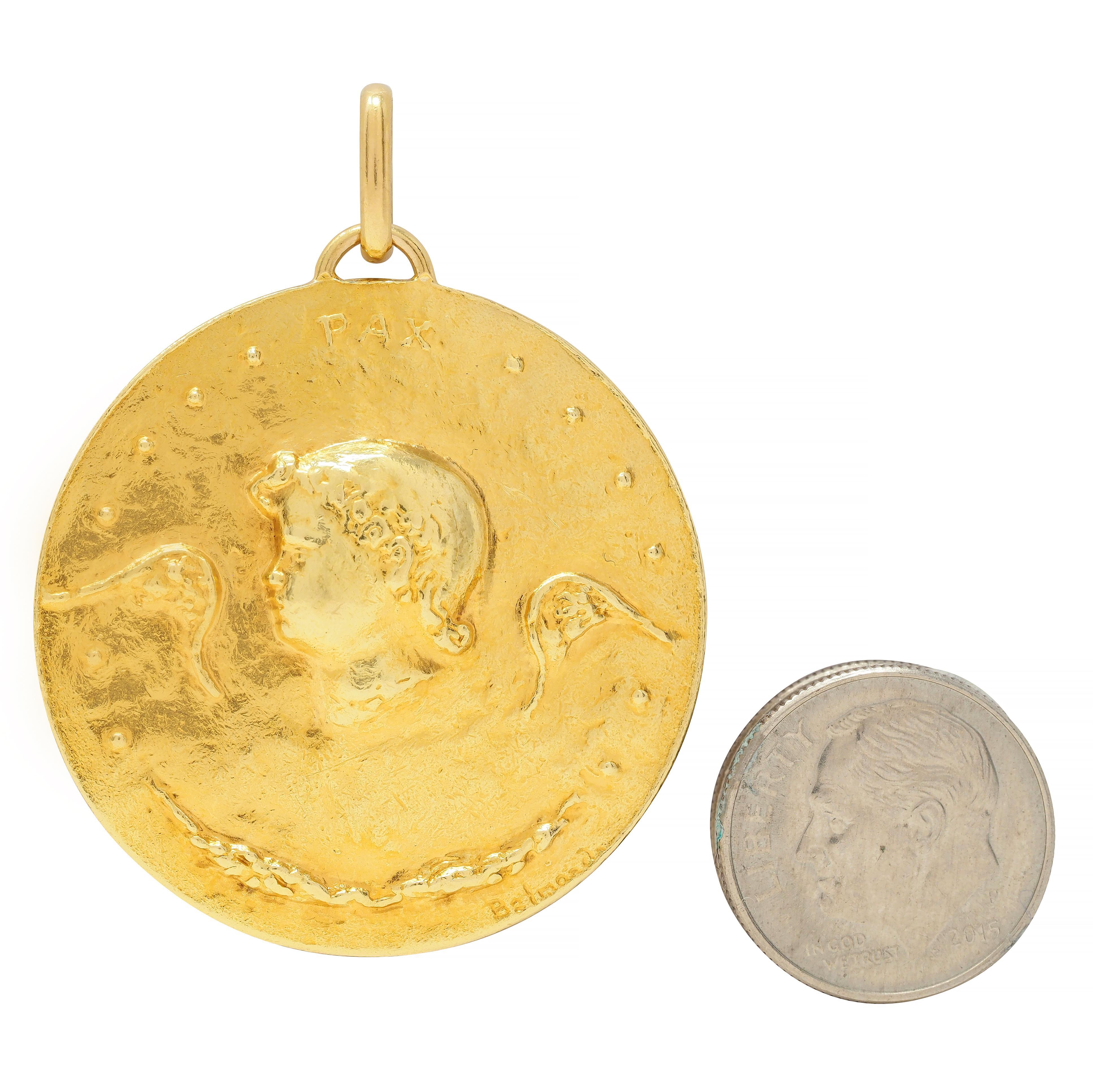 Paul Belmondo 1947 French 18 Karat Yellow Gold Pastoral Pax Pendant Necklace 3