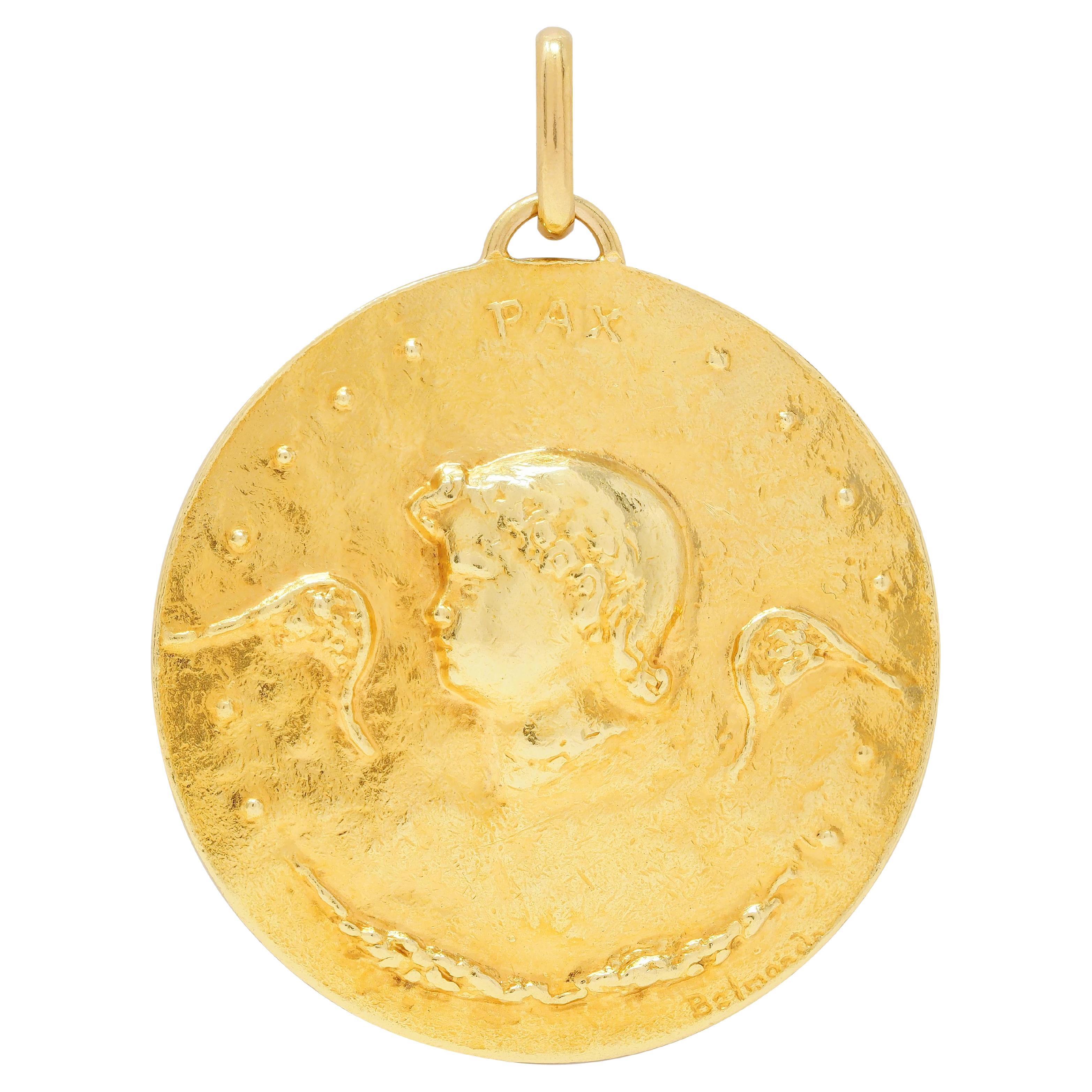 Paul Belmondo 1947 French 18 Karat Yellow Gold Pastoral Pax Pendant Necklace