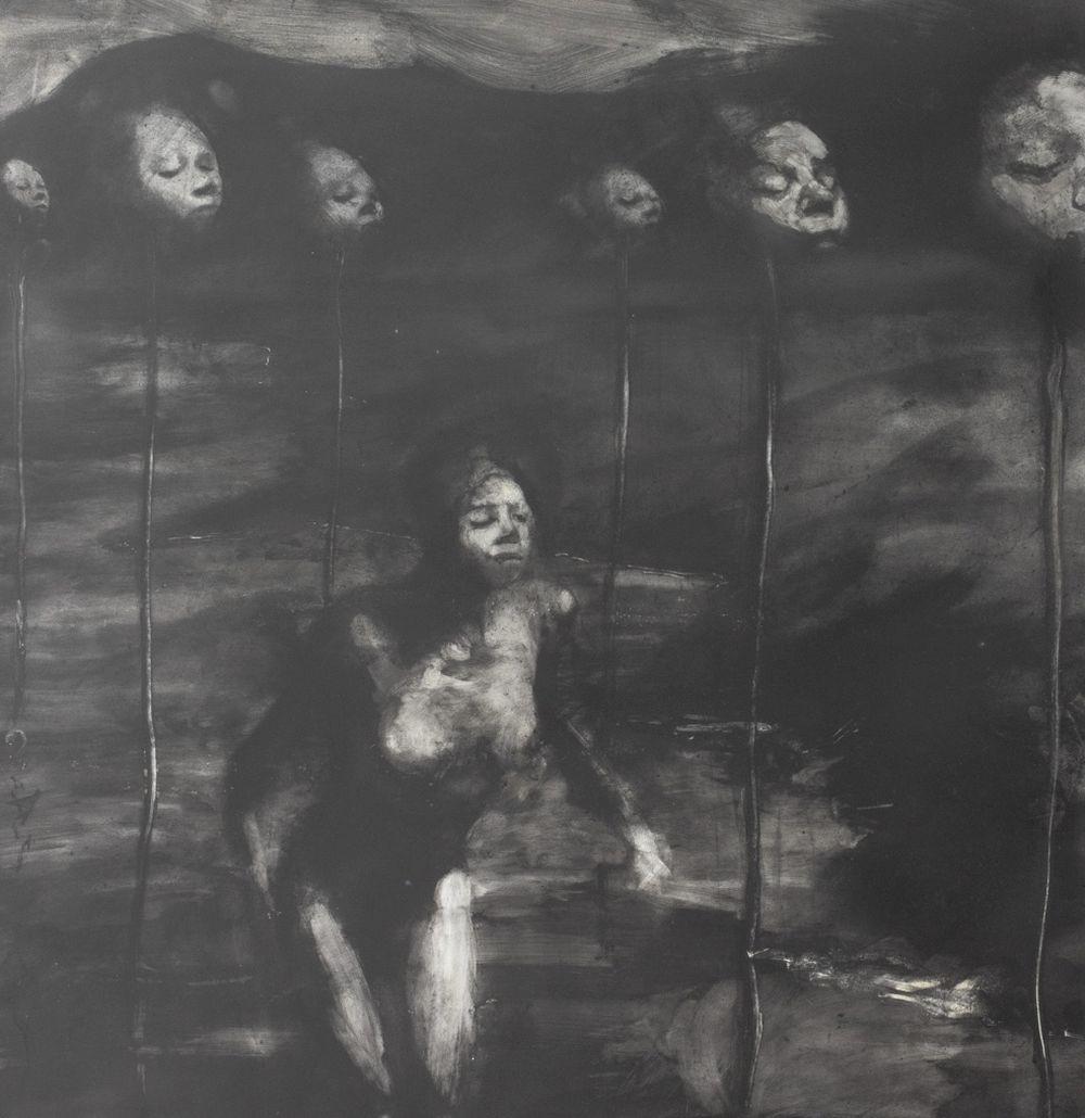 The New American - Noir Nude Painting par Paul Benney