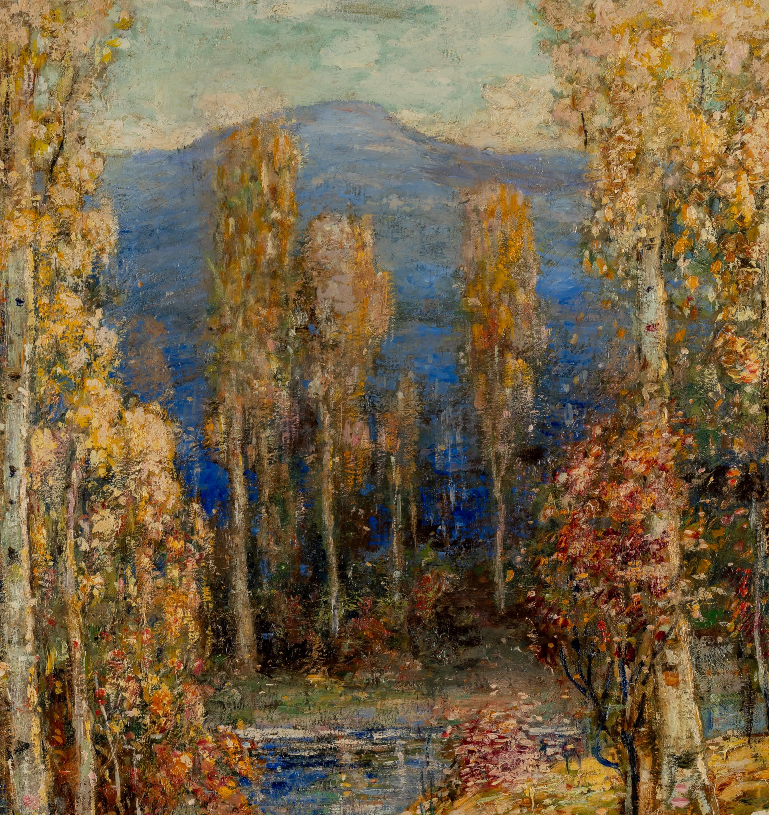 Stony Brook, Long Island - Landscape Painting Marrón de Paul Bernard King