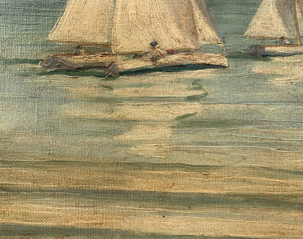 Paul Morchia (pittore francese) - Paesaggio marino del XX secolo - Barche a vela 3