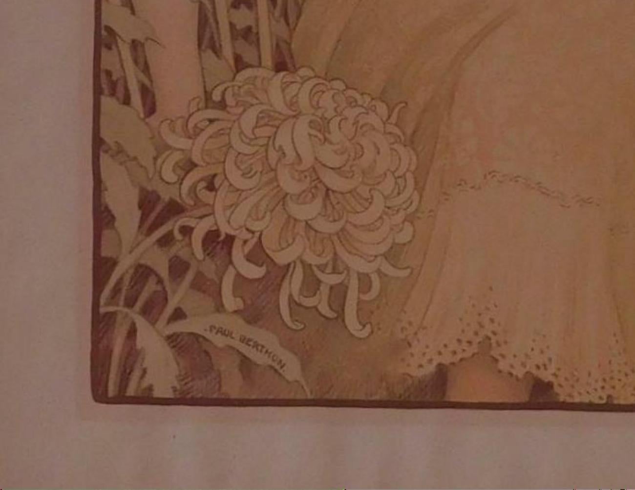 Paul Berthon Original Color Lithograph, 1899. “Les Chrysanthemes” For Sale 4