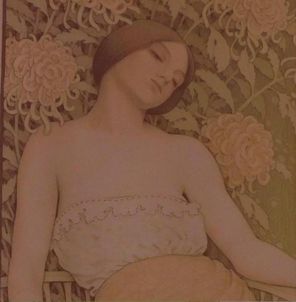 Fin du XIXe siècle Lithographie originale en couleur de Paul Berthon, 1899. Les Chrysanthèmes en vente