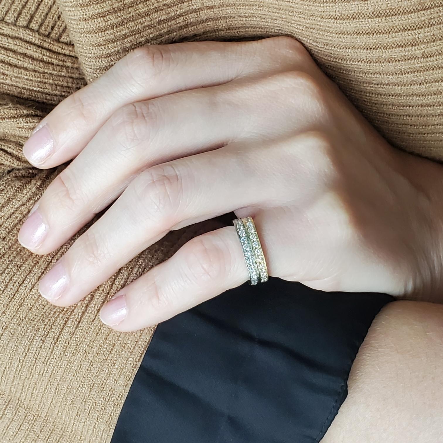 Modernist Paul Binder 1970 Swiss Square Eternity Ring In 18Kt Gold With 1.80 Ctw Diamonds For Sale