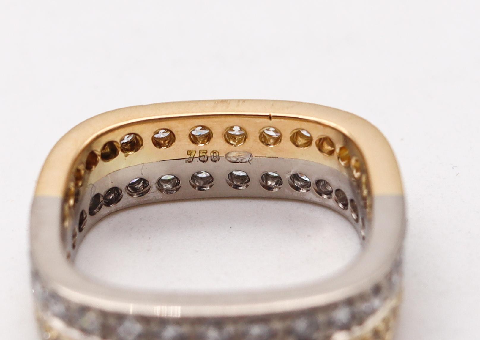 Women's or Men's Paul Binder 1970 Swiss Square Eternity Ring In 18Kt Gold With 1.80 Ctw Diamonds For Sale