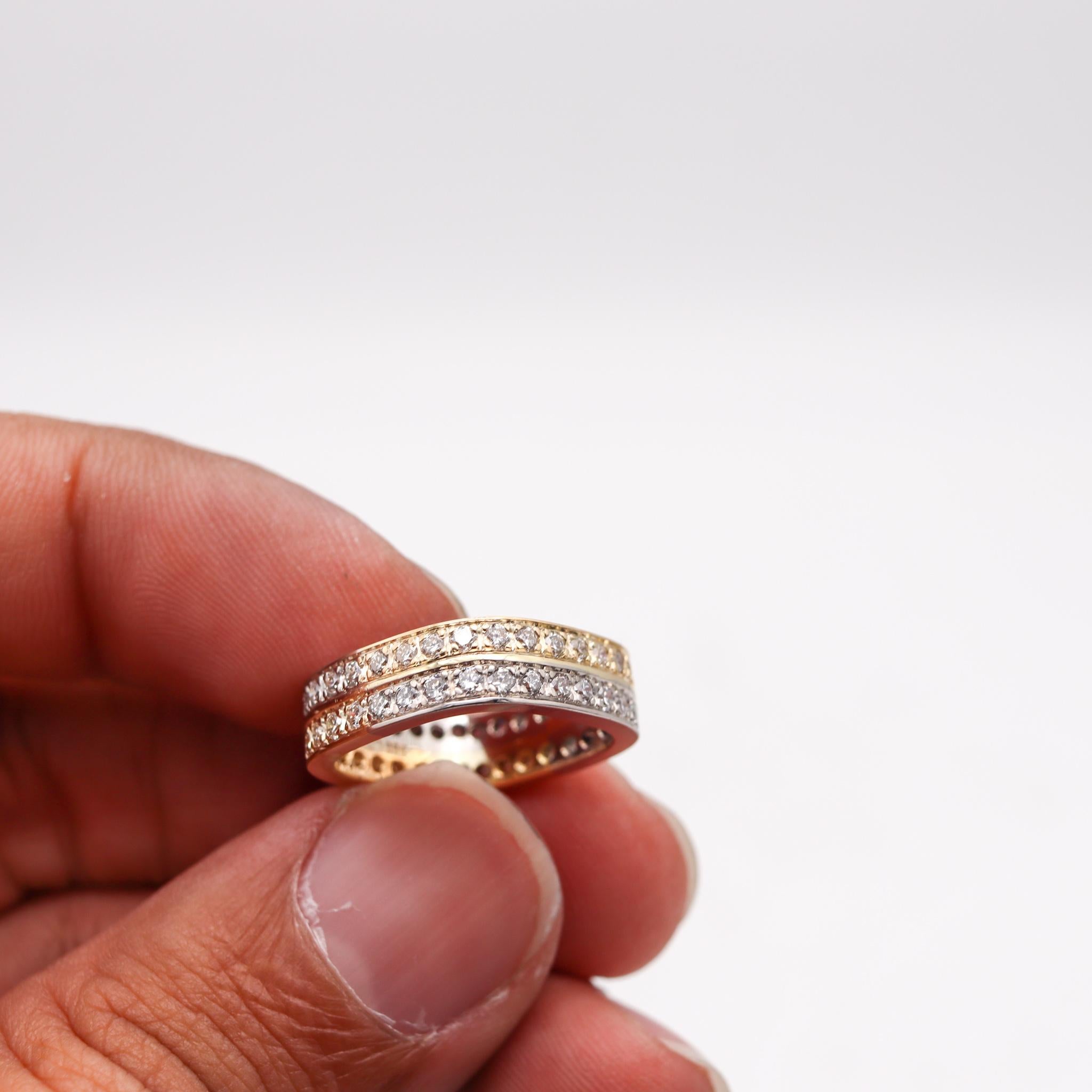 Paul Binder 1970 Swiss Square Eternity Ring In 18Kt Gold With 1.80 Ctw Diamonds For Sale 1