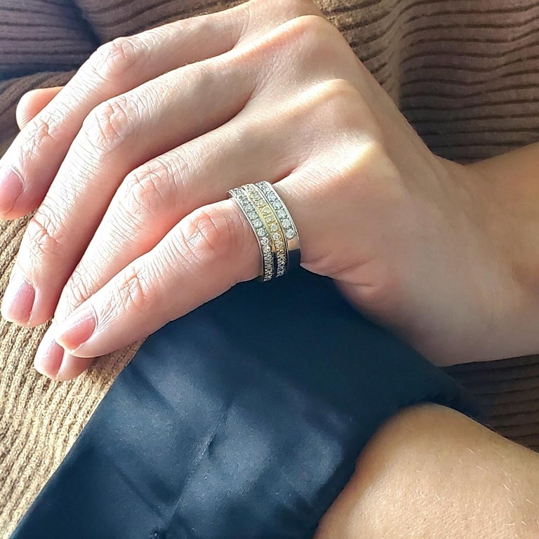 Paul Binder 1970 Swiss Square Eternity Ring In 18Kt white Gold With VS Diamonds For Sale at 1stDibs