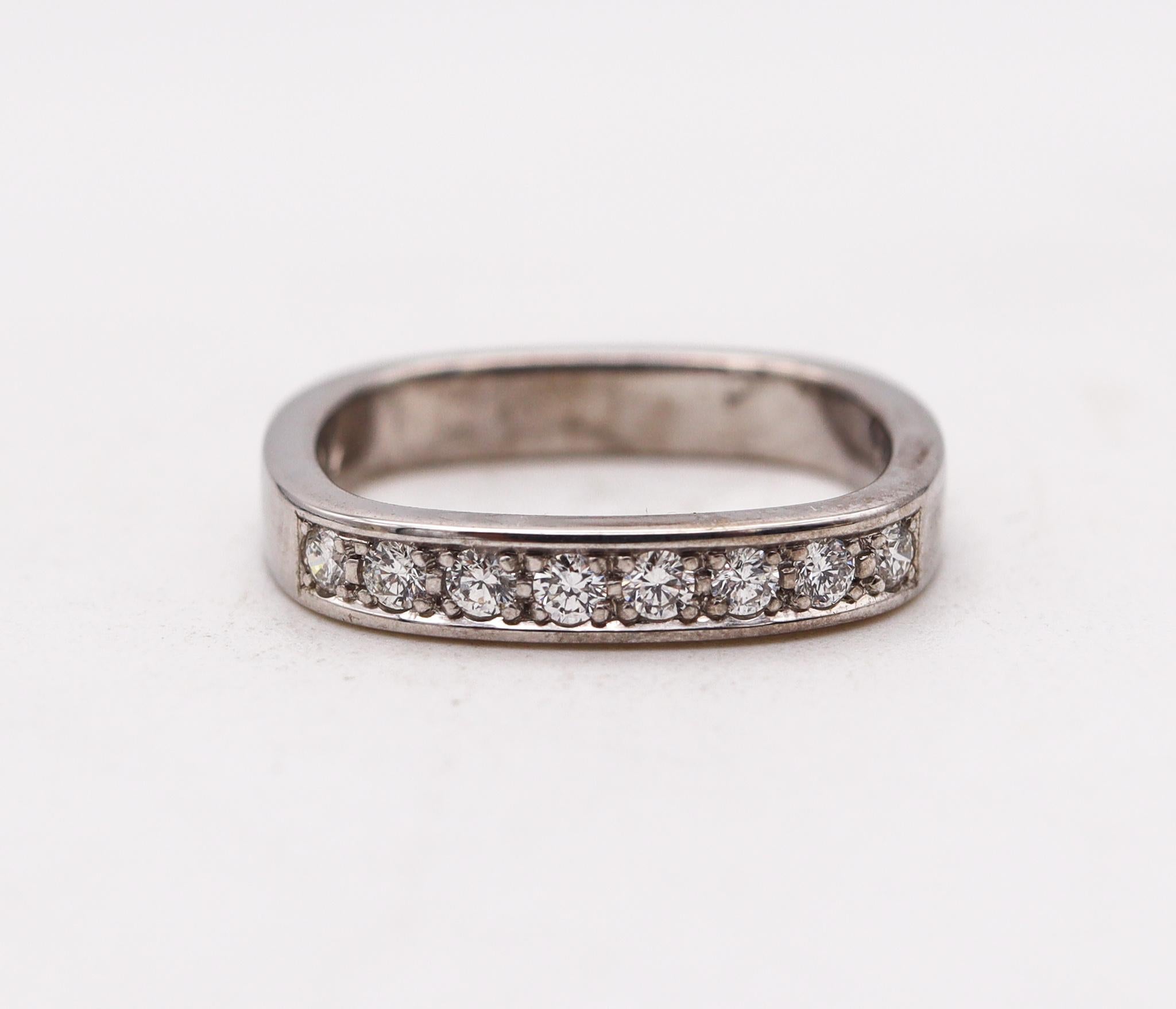 Brilliant Cut Paul Binder 1970 Swiss Square Eternity Ring In 18Kt white Gold With VS Diamonds For Sale