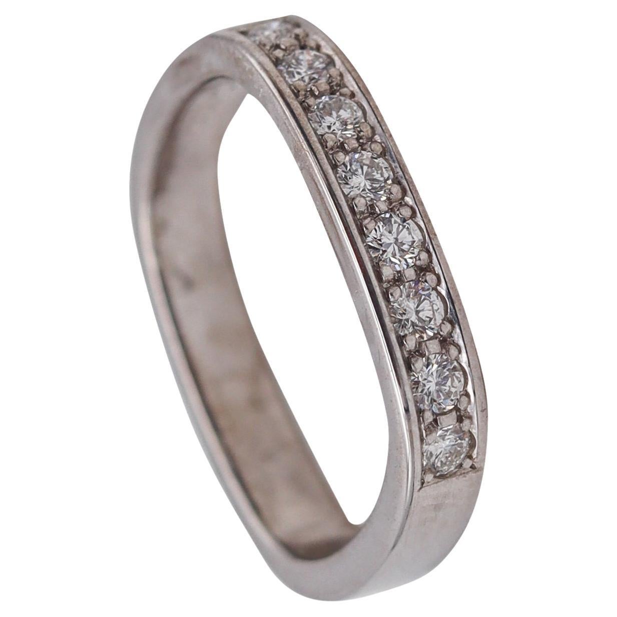 Paul Binder 1970 Swiss Square Eternity Ring In 18Kt white Gold With VS Diamonds For Sale