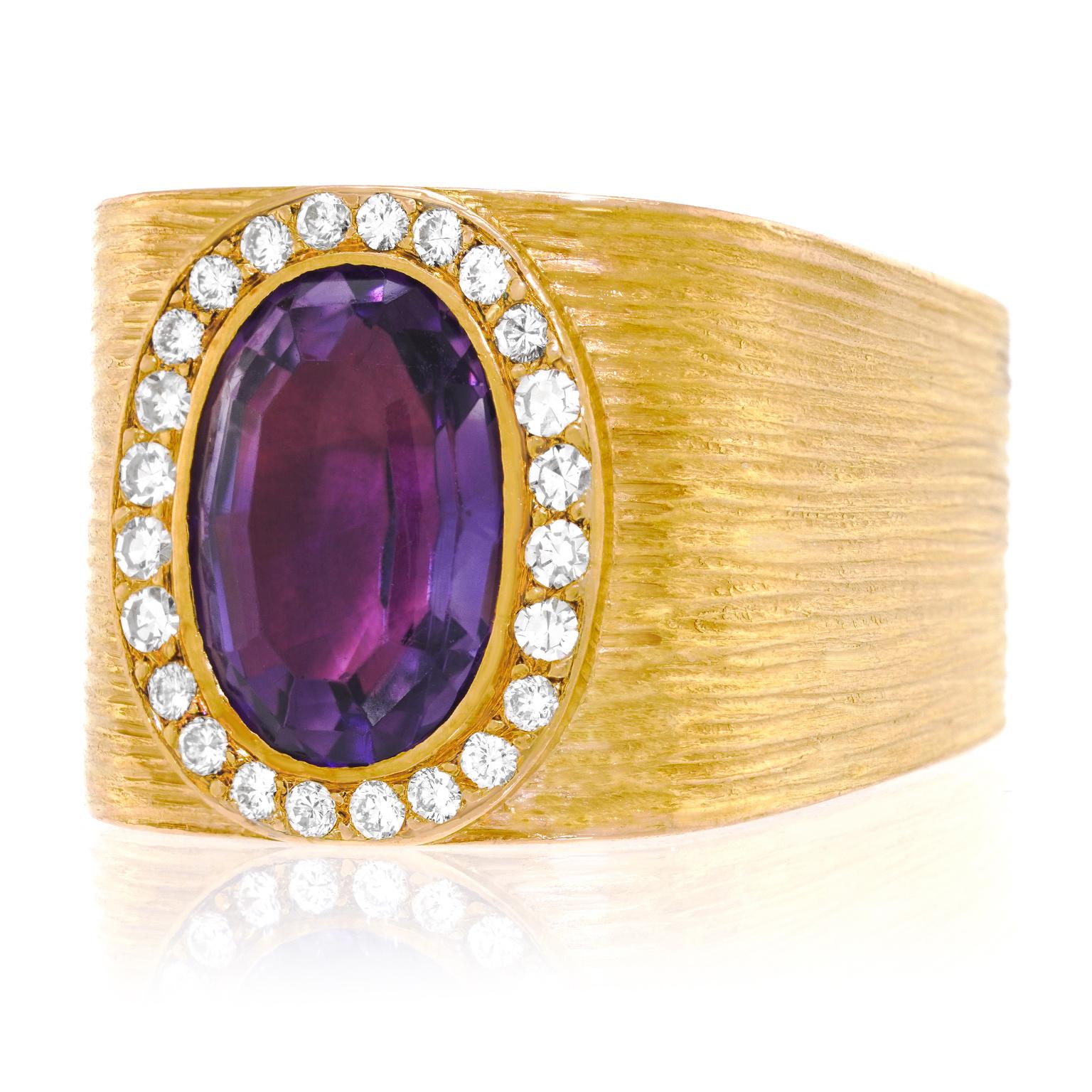 Modernist Paul Binder Amethyst and Diamond Ring For Sale