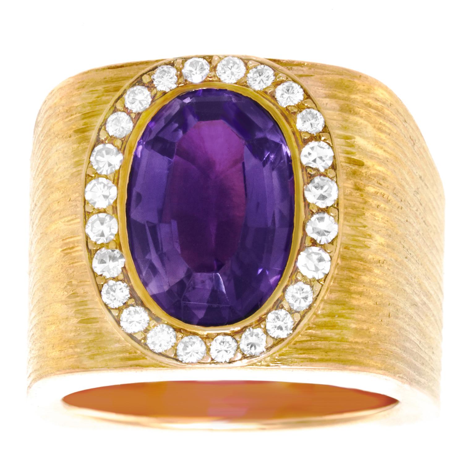 Paul Binder Amethyst and Diamond Ring For Sale 3