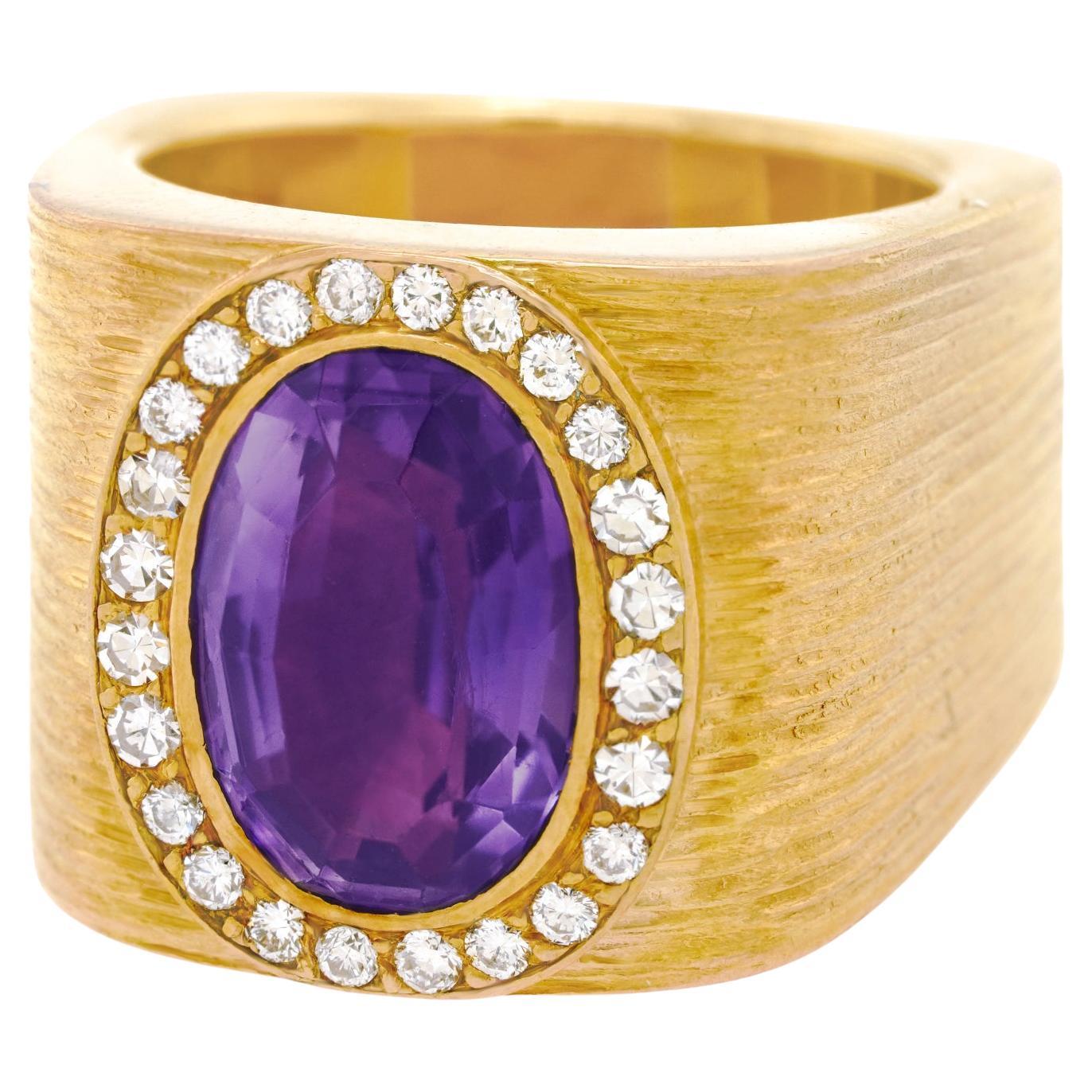 Paul Binder Amethyst and Diamond Ring For Sale