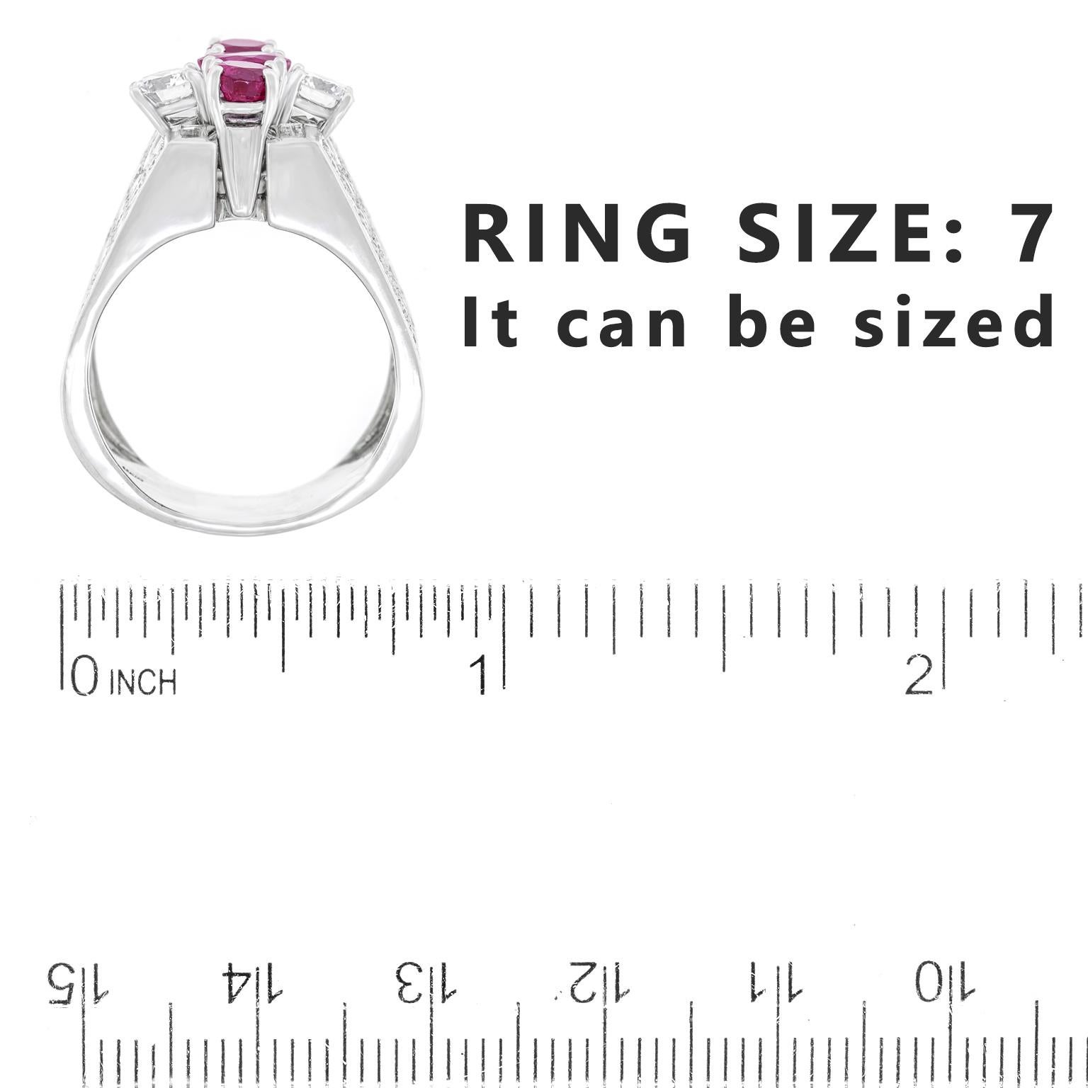 Women's or Men's Paul Binder Modernist Ruby and Diamond Ring