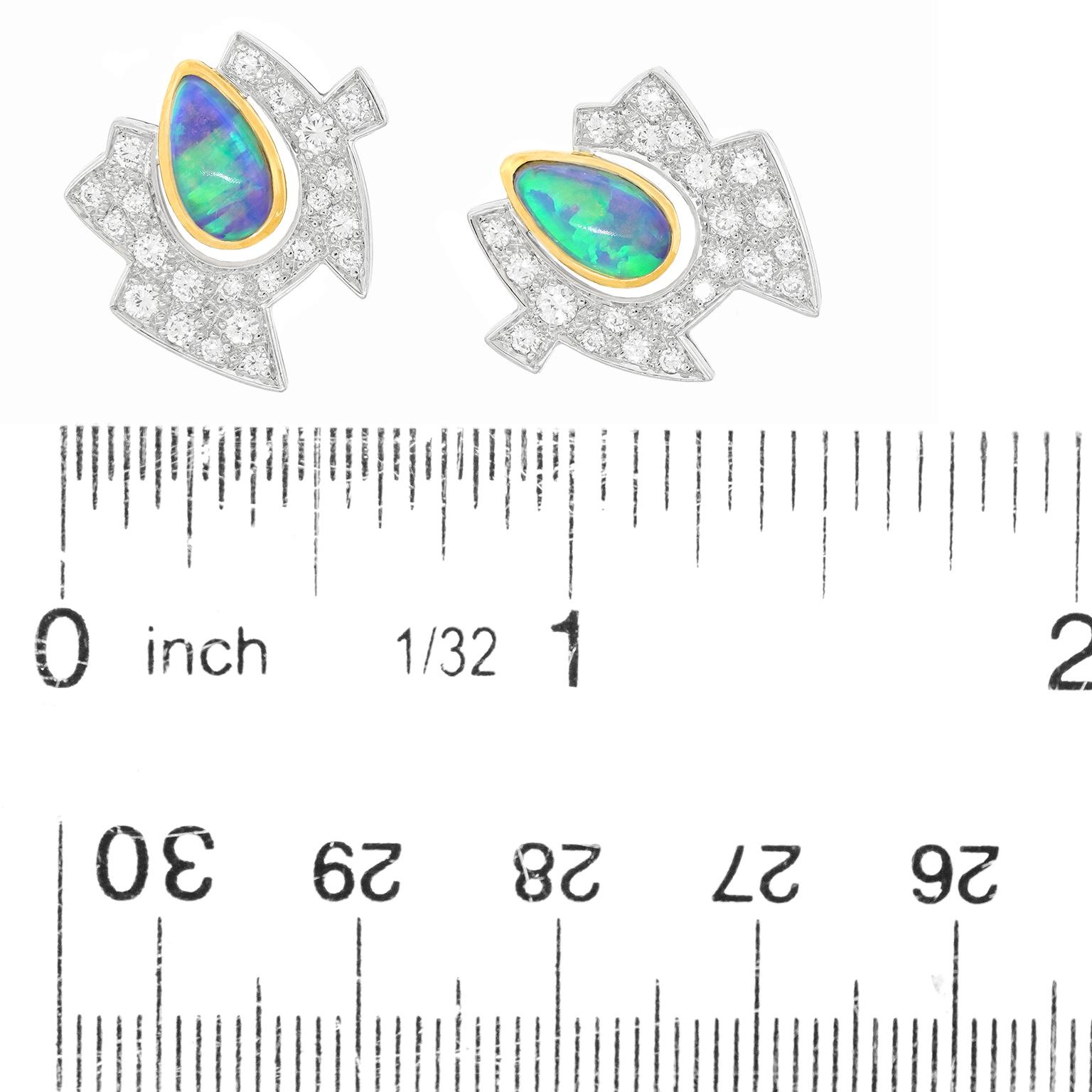 Women's Paul Binder Opal & Diamond Earrings For Sale