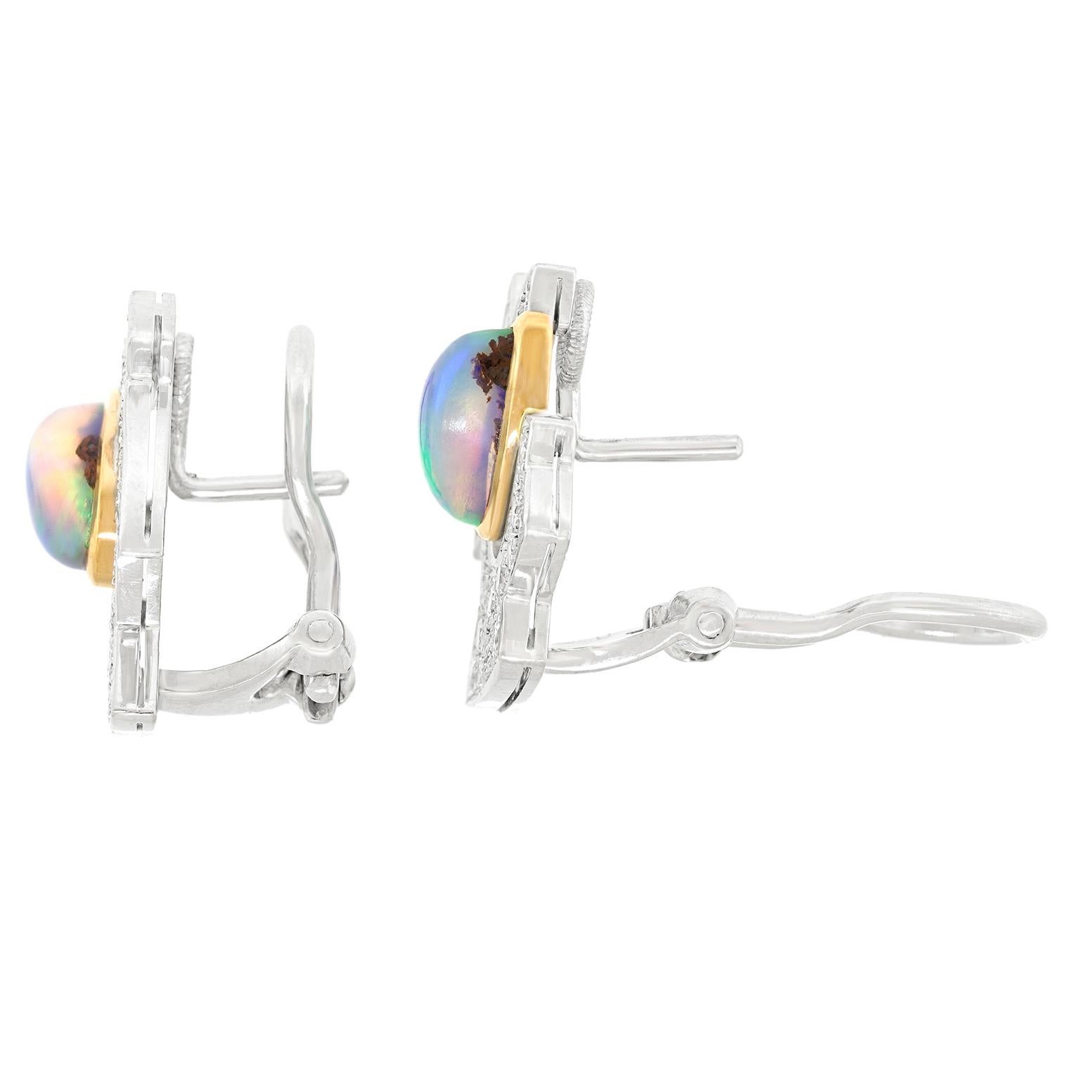 Paul Binder Opal & Diamond Earrings For Sale 2