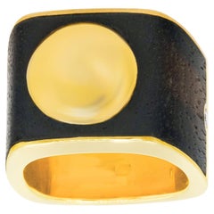 Paul Binder Sixties Modern Diamond Ebony and Gold Ring