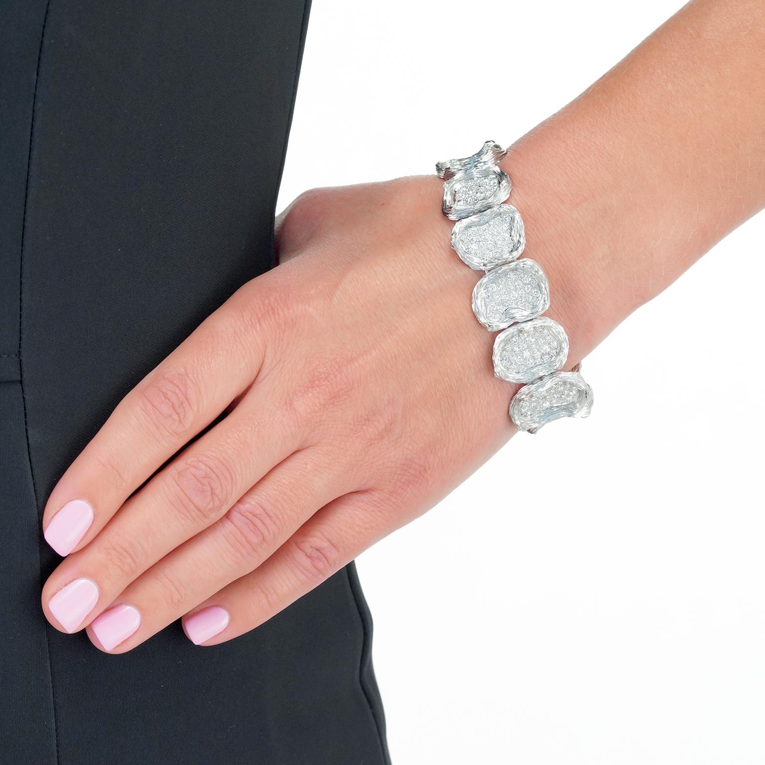 Modernist Paul Binder Swiss Modern Diamond Bracelet For Sale