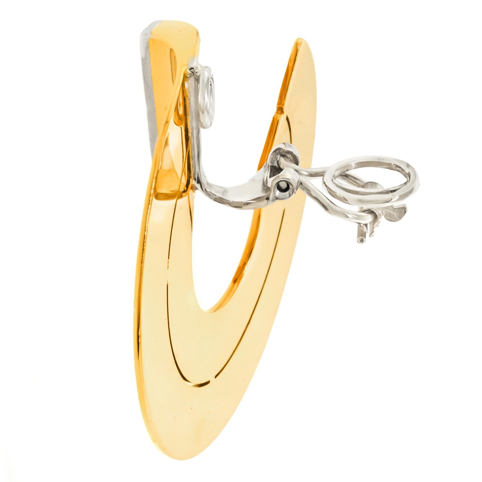 Women's Paul Binder Swiss Modern Diamond-set Gold Earrings For Sale