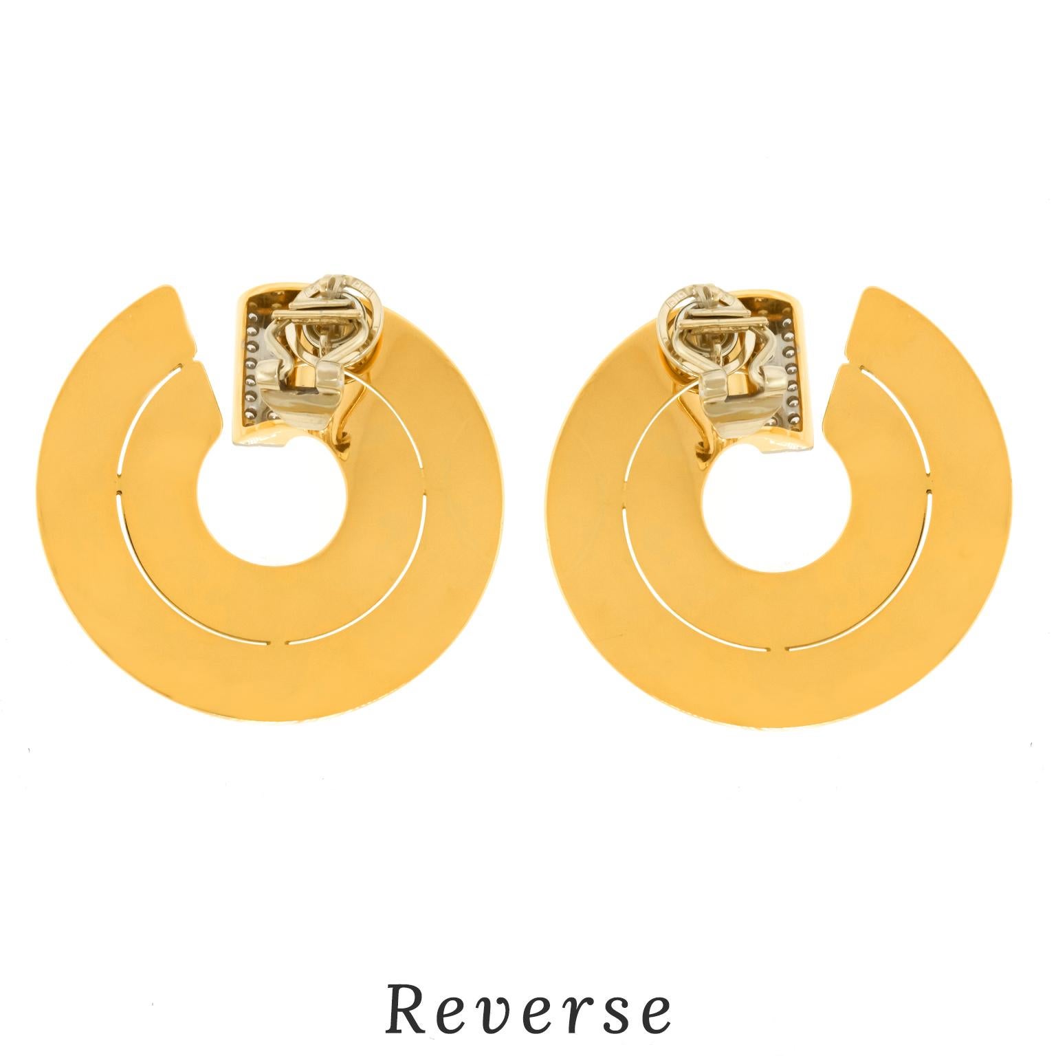 Paul Binder Swiss Modern Diamond-set Gold Earrings For Sale 2