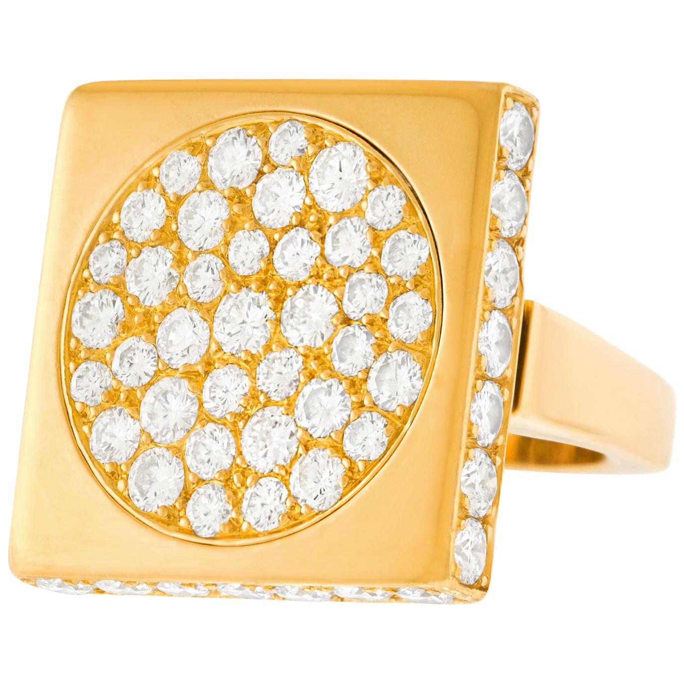 Paul Binder Swiss Modern Diamond Set Gold Ring