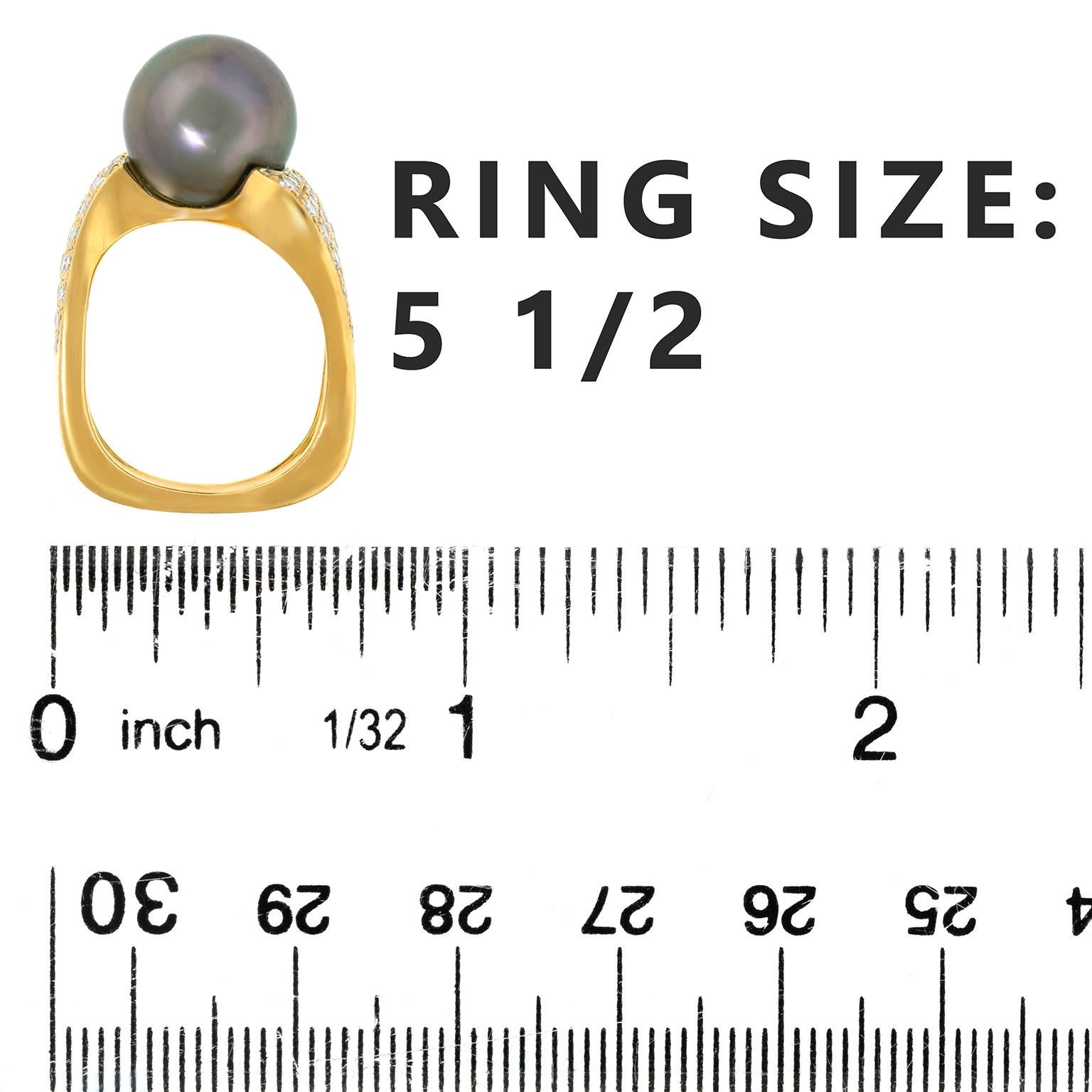 Women's Paul Binder Swiss Modern Tahitian Pearl and Diamond Ring For Sale