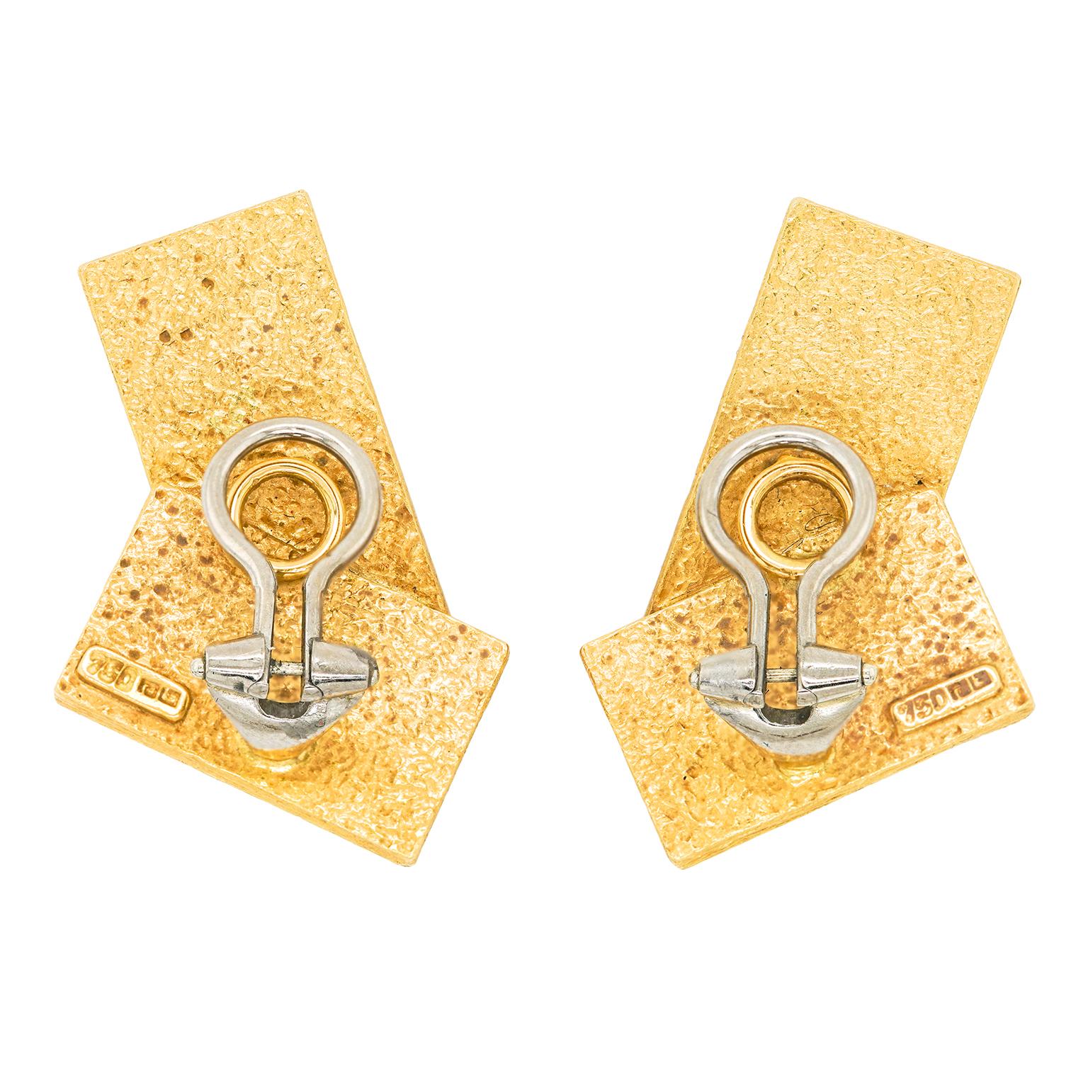 Paul Binder Swiss Modern Wood and Gold Earrings 2