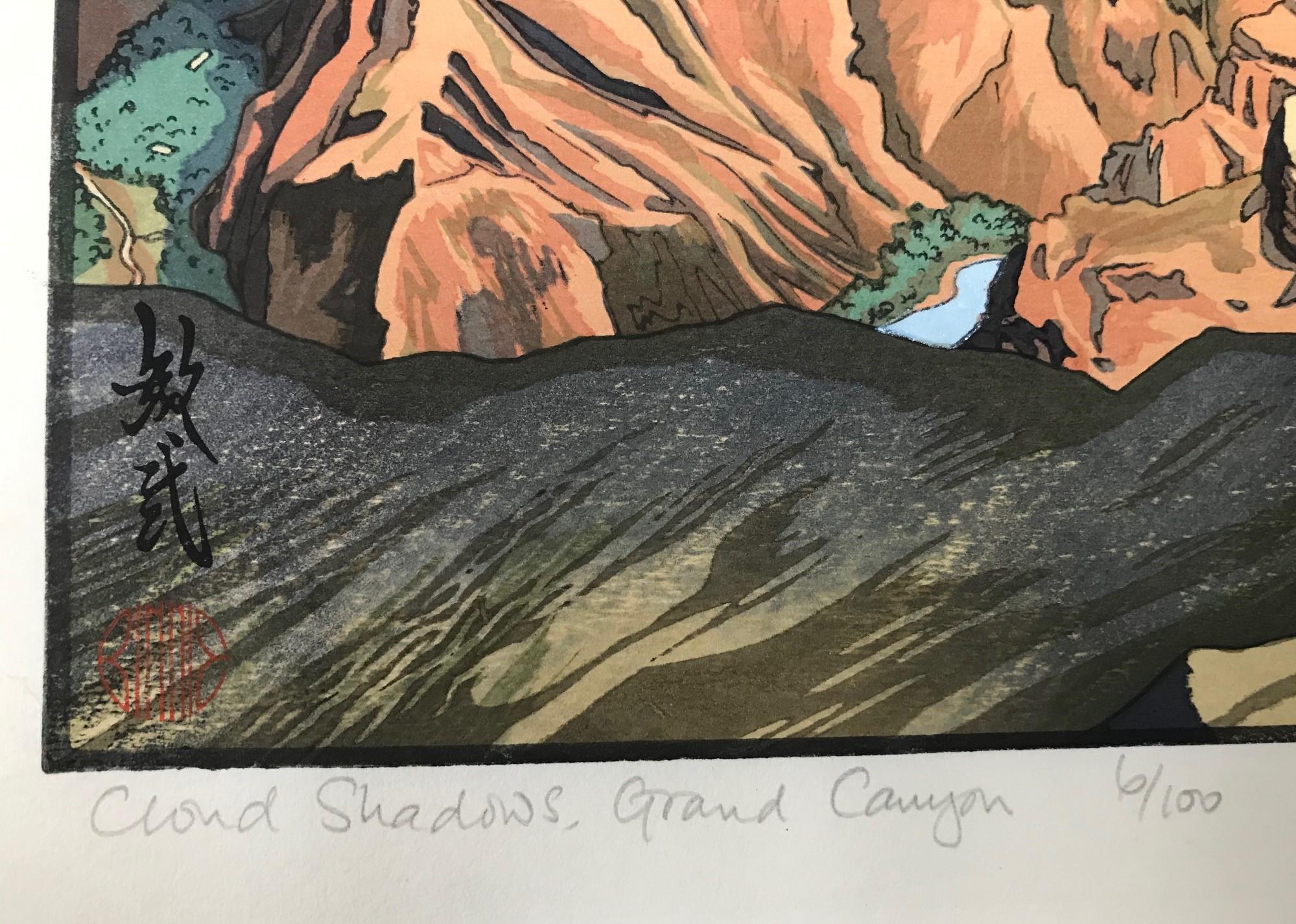 Modern Paul Binnie Limited Edition Signed Japanese Woodblock Cloud Shadows Grand Canyon