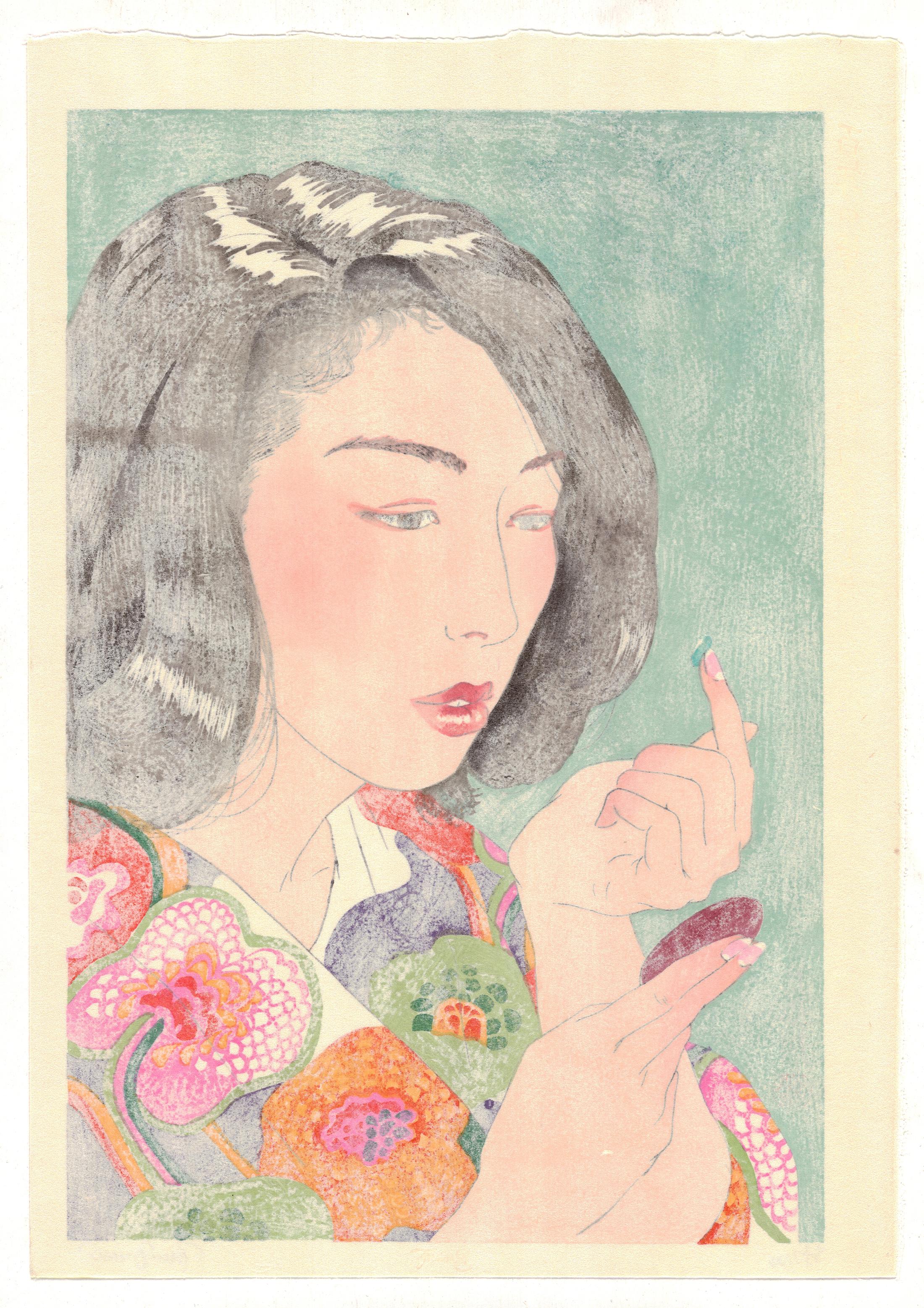 Paul Binnie, Contact Lens, Contemporary Woodblock Print, Kimono Pattern, Beauty For Sale 1