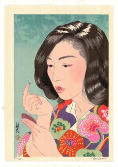 Paul Binnie, Contact Lens, Contemporary Woodblock Print, Kimono Pattern, Beauty