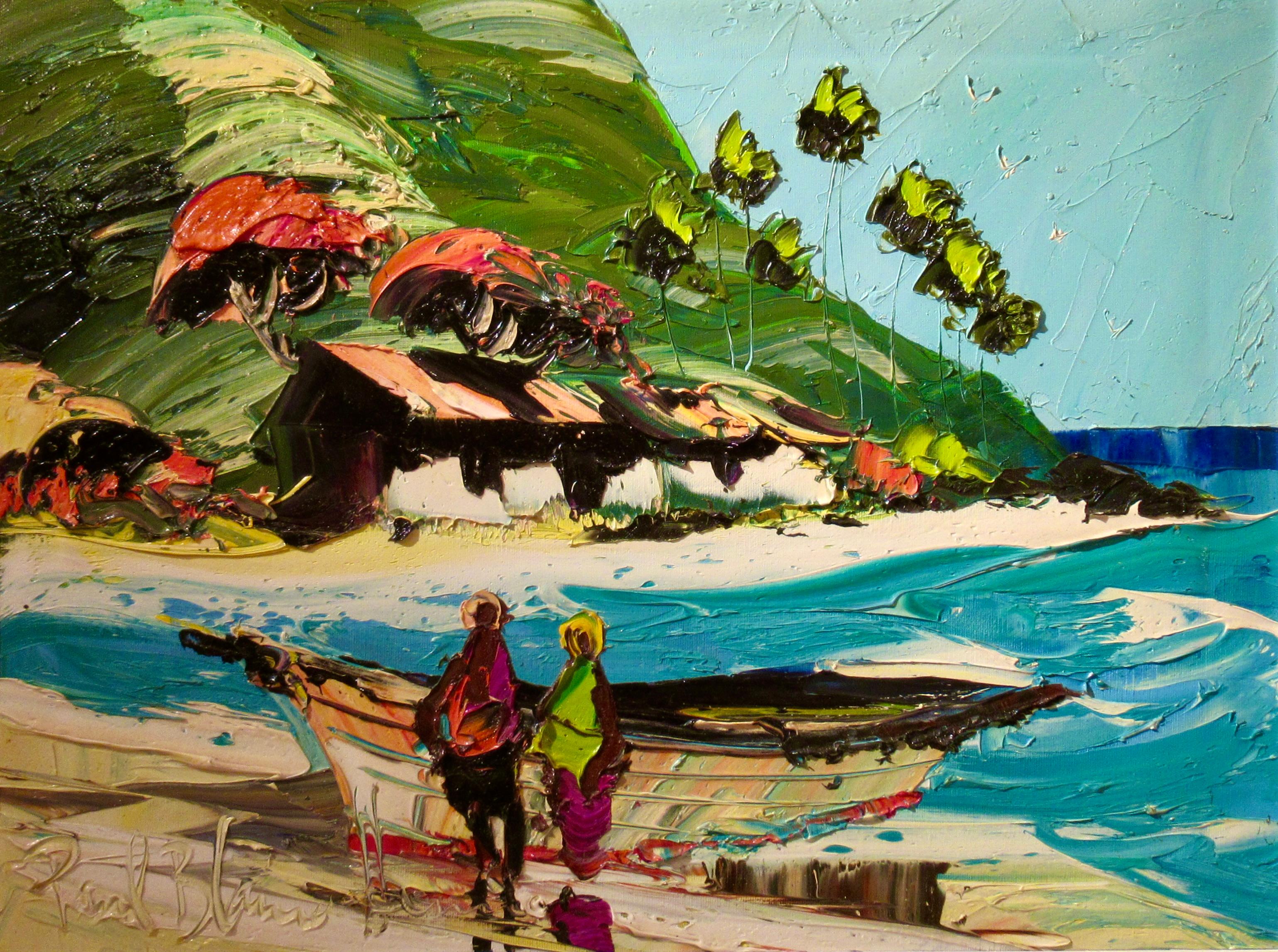Landscape with Fishermen - Painting by Paul Blaine Henrie