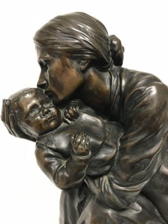 PAUL ROGER-BLOCHE BRONZE SCULPTURE of a Mother & child