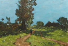 Summer Landscape with Country Path, Oil on Canvas, Signed, 36.5 x 52 cm