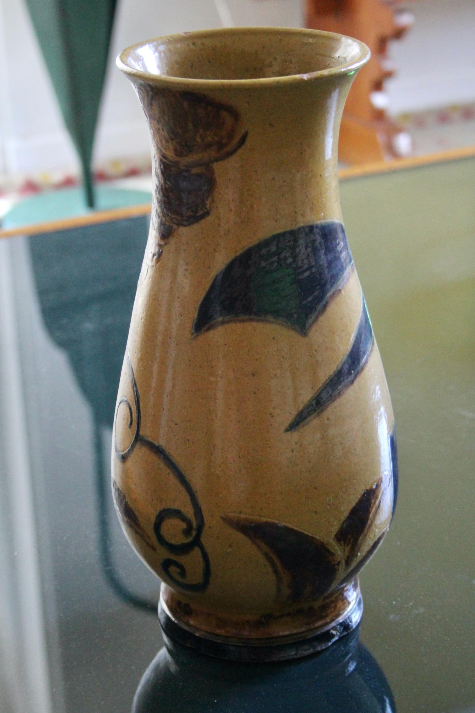 Paul Bonifas attributed ceramic Art Deco vase , little damage on the top see photo