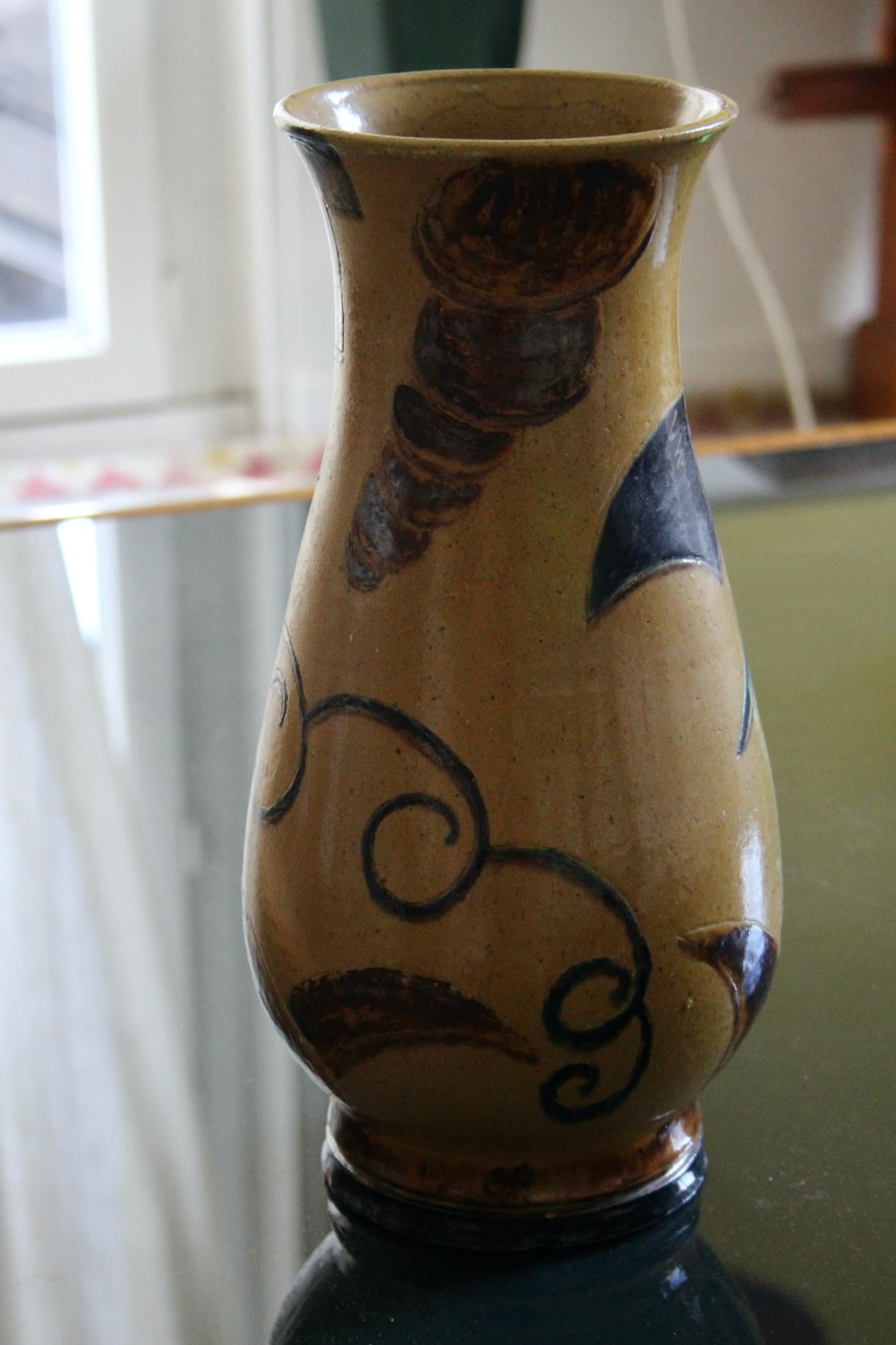 Ceramic Paul Bonifas attributed art deco ceramic vase For Sale
