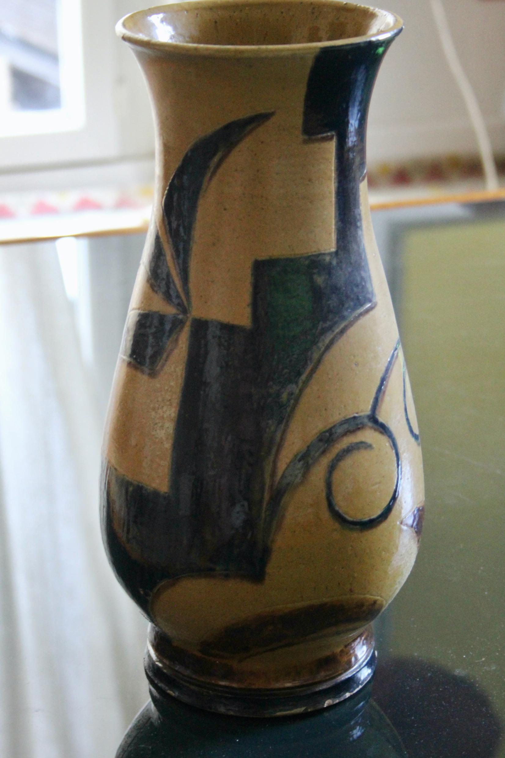 Paul Bonifas attributed art deco ceramic vase For Sale 3