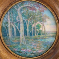 Paul Bonnaud (1876 - 1953) Symbolist Art Nouveau Enamel  "Landscape" , c.1900